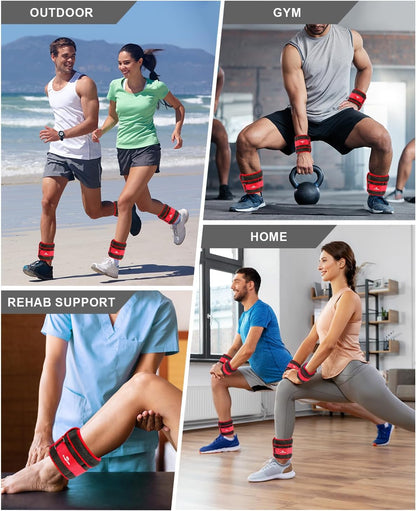 Adjustable Ankle Weights [1-3/4/5/6/8/10/12/15/20 LBS Pair with Removable Weight]