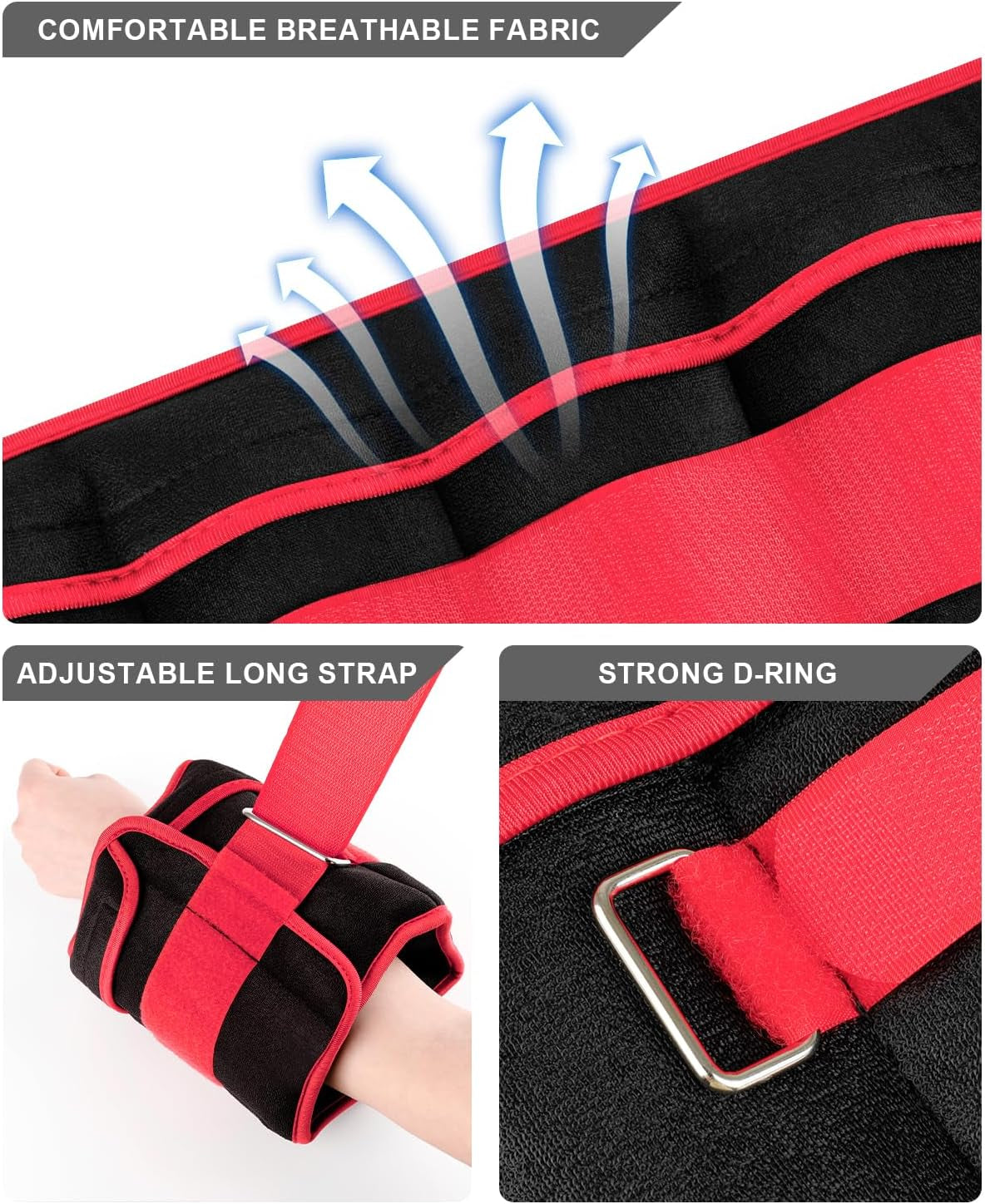 Adjustable Ankle Weights [1-3/4/5/6/8/10/12/15/20 LBS Pair with Removable Weight]