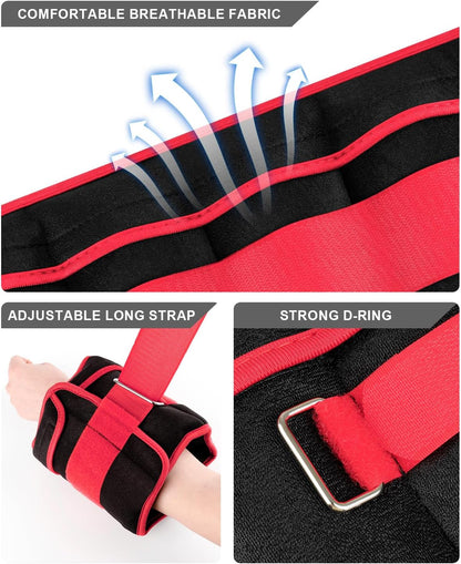 Adjustable Ankle Weights [1-3/4/5/6/8/10/12/15/20 LBS Pair with Removable Weight]